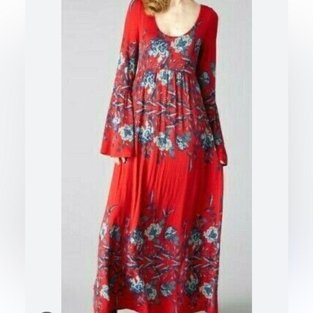 Free People Midnight Garden red maxi dress